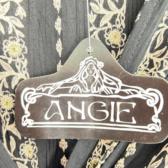 Angie Black Tan Ruffle Babydoll Boho Western Rayon Mini Dress Women’s Small NEW - Picture 4 of 11